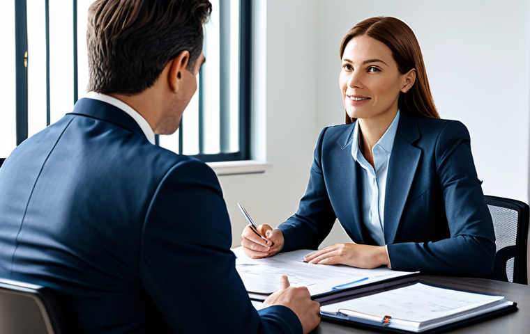 Financial Advisor Meeting**

"A professional financial advisor in a modest business suit, sitting across a desk from a client (male or female, appropriate attire), discussing investment plans, modern office setting, fully clothed, safe for work, perfect anatomy, natural proportions, professional photography, high quality, family-friendly, appropriate content."

**