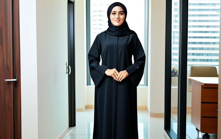 **

"A professional businesswoman in a modest, tailored abaya, standing in a modern office setting in Dubai, fully clothed, appropriate attire, safe for work, perfect anatomy, natural proportions, professional photography, high quality, family-friendly."

**