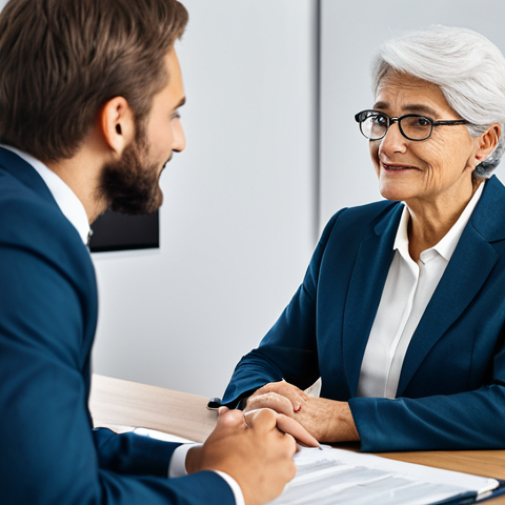 펀드투자상담사 직무에서의 커뮤니케이션 스킬 - **Image:** A professional investment advisor in a modern office setting, attentively listening to a ...