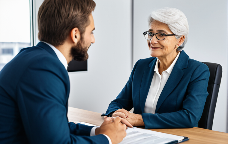 펀드투자상담사 직무에서의 커뮤니케이션 스킬 - **Image:** A professional investment advisor in a modern office setting, attentively listening to a ...