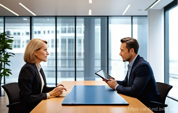 펀드투자상담사 관련 인턴십 경험 공유 - **Prompt:** A young, enthusiastic financial intern, in their early 20s, dressed in a sharp business ...