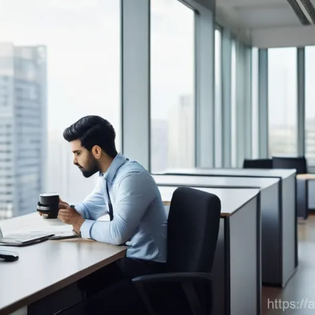 펀드투자상담사 이직 성공 사례 - **Prompt 1: The Unfulfilled Professional**
    A sophisticated, high-angle wide shot of a young prof...
