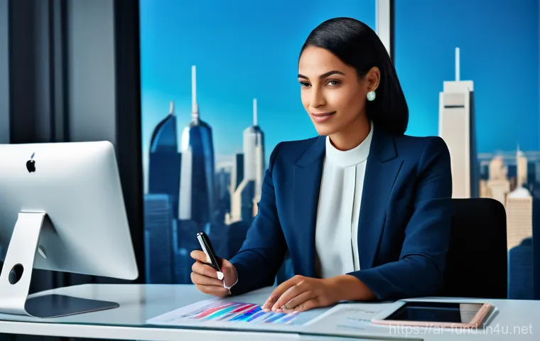 펀드투자상담사 자격증과 관련된 미래 전망 - **Prompt:** A diverse, professional female financial advisor, in her early 30s with a warm and confi...