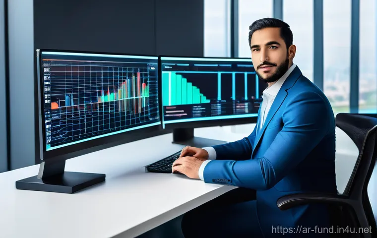 펀드투자상담사 직무와 최신 금융 기술의 융합 - **The Visionary FinTech Advisor**
    "A sophisticated financial advisor, a person with modern Middl...