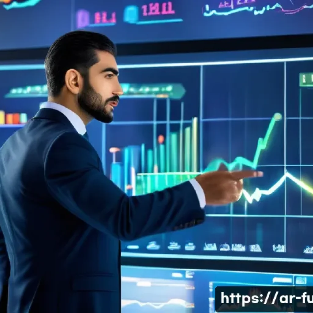 펀드투자상담사와 관련된 자격증 혜택 - A professional Middle Eastern man in formal business attire, confidently presenting investment strat...