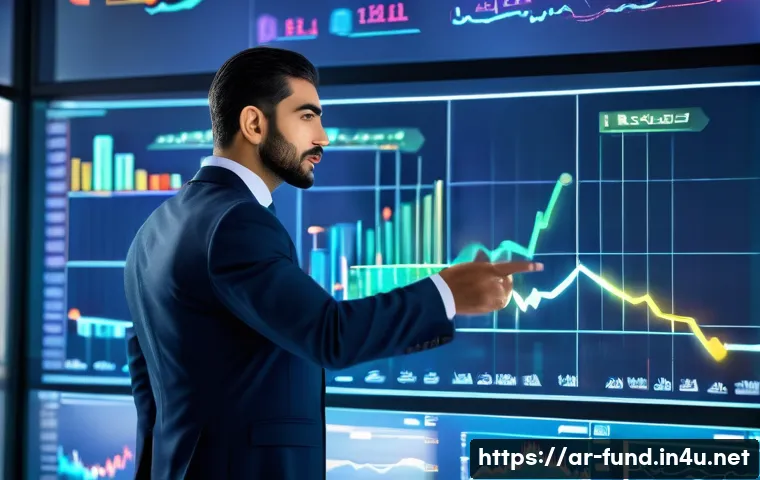 펀드투자상담사와 관련된 자격증 혜택 - A professional Middle Eastern man in formal business attire, confidently presenting investment strat...