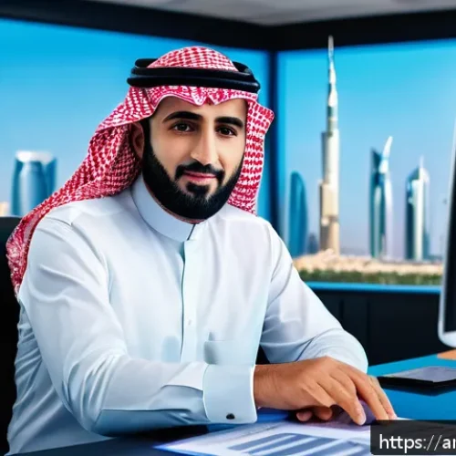 Home 17 펀드투자상담사 자격증 응시자격 검토 - A professional Middle Eastern financial advisor in formal business attire, sitting confidently at a ...