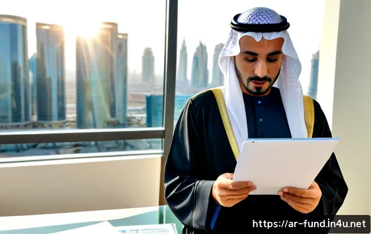펀드투자상담사 자격증 트렌드 변화 - Photorealistic modern investment advisory office in Riyadh, confident Arab financial professional in...