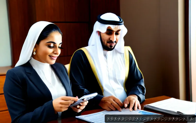 펀드투자상담사와 재정 계획 사례 - Photorealistic financial planning consultation in a modern Gulf Arab office, a modestly dressed Arab...
